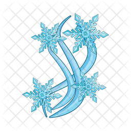 Snowflake blue with wind snow  Icon