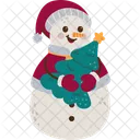 Snowman Holding Christmas Tree  Icon
