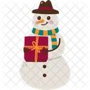 Snowman Holding Gift Box  Icon