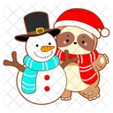 Snowman Scarf Santa Hat Icon