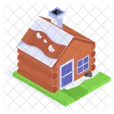 Snowy House Wooden Icon