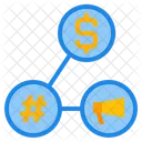 Socialmedia Megaphone Dollar Hashtag Business Marketing Growth Icon