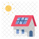 太陽電池ハウス、ソーラーハウス、住宅 アイコン