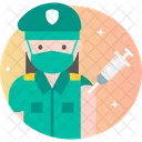 Female Soldier Vaccination Icon