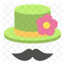 Sombrero Bigote Flor Icono