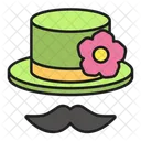 Sombrero Bigote Flor Icono