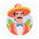 Personaje De Sombrero Hispano Retrato Icono