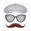 Bigote Sombrero Gafas Icono