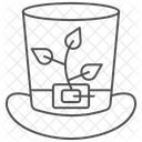 Icono De Linea Delgada Sombrero De Copa Verde Icono
