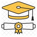 Sombrero de graduación y diploma  Icono