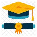 Sombrero De Graduacion Y Diploma Icono