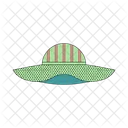 Objeto De Decoracion De Verano Sombrero De Mujer Sombrero Retro Verde Icono