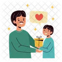 Son Giving A Gift To His Father Father And Son Son Icon