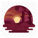 Blick Auf Den Sonnenuntergang Sonnenuntergangsszene Abendlandschaft Symbol