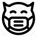 Sonrisa Del Diablo Emoji Con Mascarilla Emoji Icono