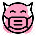 Sonrisa Del Diablo Emoji Con Mascarilla Emoji Icono