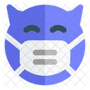 Sonrisa Del Diablo Emoji Con Mascarilla Emoji Icono
