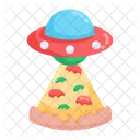 Space Food Alien Pizza Flying Saucer Icon