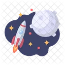 Rocket Moon Galaxy Icon