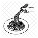 Black Monochrome Spaghetti Illustration Spaghetti Cuisine Icon