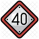 Speed Limit Forty Traffic Sign Icon