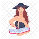 Magic Book Spellcaster Girl Witch Book Icon