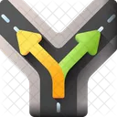Split Road Road Sign Icon
