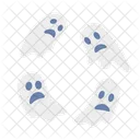 Spooky Ghosts Haunted House Halloween Cartoon Ghost Icon