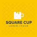 Square Cup Hot Coffee Cup Logomark Icon