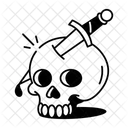 Stabbed Skull Dead Cranium Icon