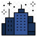 Stadt Feuerwerk Gebaude Symbol