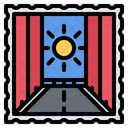 Stamp Sun Road Building Icon