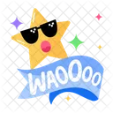 Wao Word Star Emoji Star Emoticon Icône