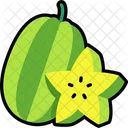 Star Fruit Carambola With Cut Fruit Healthy Icon