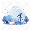 Stargazing Telescope Laying Icon