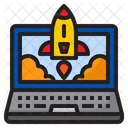 Laptop Rakete Internet Icon