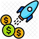 Startup Business Money Rocket Launch Icon