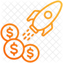Startup Business Money Rocket Launch Icon