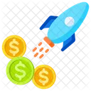 Startup Business Money Rocket Launch Icon