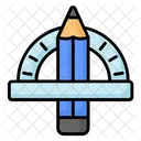 Stationery Pencil Protractor Icon