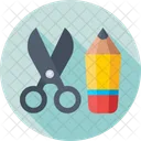 Stationery Scissor Pencil Icon