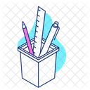 Stationery Tool Bucket Pencil Ruler Icon