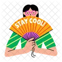 Stay Cool Hand Fan Character Icon
