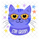 Stay Groovy Cat Sunglasses Icon