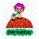 Stay Playful Cheerful Character Icon