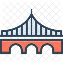 Stayed Bridge Tower Travel Link Overpass Platform Viaduct Overbridge Icon