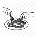 Black Monochrome Steak Illustration Steak Meat Icon
