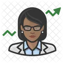 Stock Broker Black Female  Icon