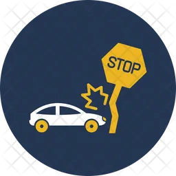 Stop sign with car accident  Icon