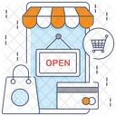 Store Open Online Shopping Mobile App Icon